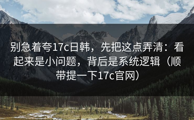 别急着夸17c日韩，先把这点弄清：看起来是小问题，背后是系统逻辑（顺带提一下17c官网）