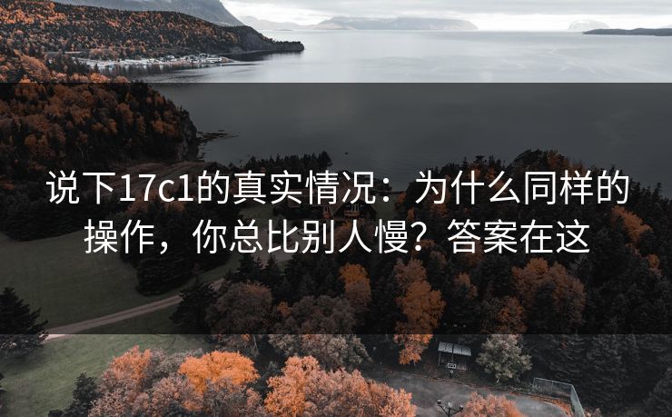 说下17c1的真实情况:为什么同样的操作,你总比别人慢?答案在这 说下17c1的真实情况:为什么同样的操作,你总比别人慢?答案在这