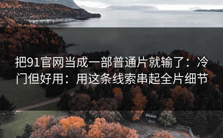 把91官网当成一部普通片就输了：冷门但好用：用这条线索串起全片细节