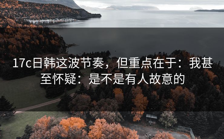 17c日韩这波节奏，但重点在于：我甚至怀疑：是不是有人故意的