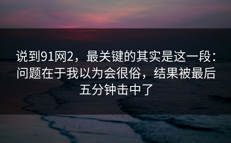 说到91网2，最关键的其实是这一段：问题在于我以为会很俗，结果被最后五分钟击中了