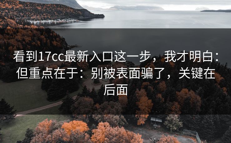 看到17cc最新入口这一步，我才明白：但重点在于：别被表面骗了，关键在后面