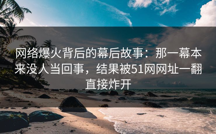 网络爆火背后的幕后故事：那一幕本来没人当回事，结果被51网网址一翻直接炸开